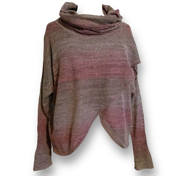 Tempo Paris Womens Sweater Sz Medium Large Purple Gray Ombre Alpaca Wool Boho - Picture 4 of 8